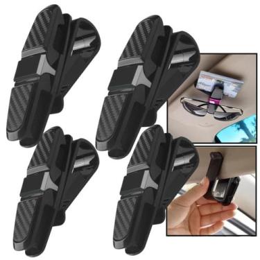 Imagem de Kit 4 Suportes Porta Óculos Veicular No Quebra Sol Do Carro Prático - 