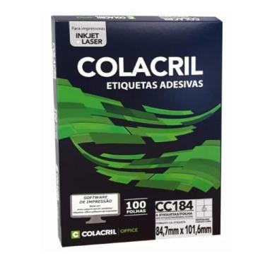 Imagem de Etiqueta colacril carta cc184 84,7 x 101,6 c/ 100 fls - 6 etiq. p/ fol