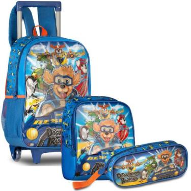 Imagem de Kit Escolar Menino Mochila Rodinha E Lancheira E Estojo Doguinhos - Cl