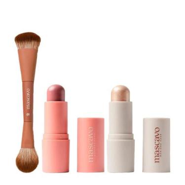 Imagem de Kit Mascavo Pincel 01+ Blush Oak 6G+Iluminador Champagne 6G