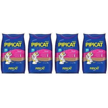 Imagem de 4 pacotes Pipicat Floral Areia Higiênica Perfumada Para Gatos 4KG - Ke
