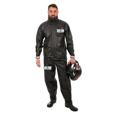 Imagem de Conjunto Motoqueiro Estradeiro com Gola PVC Preto M - Pioneira, Tamanh