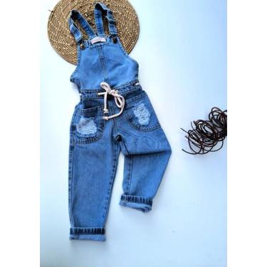 Imagem de Macacão jeans jardineira wid led infantil menina - Cheios de Charme, A