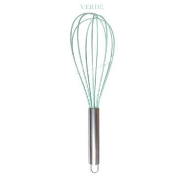Imagem de Fue de Silicone Inox Batedor Ovos Massas Bolos Fouet Bate Clara 30cm -