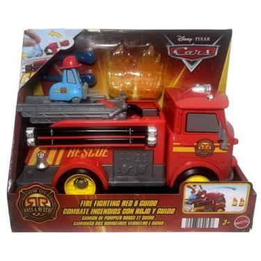 Imagem de Veículo Caminhão Dos Bombeiros Red E Mini Empilhadeira Guido Personage