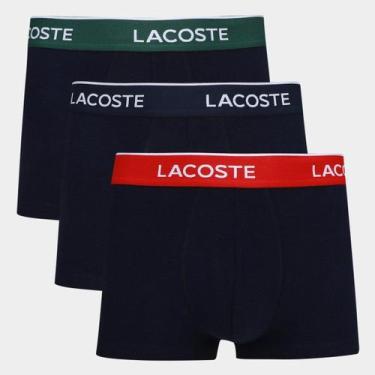 Imagem de Kit Cueca Boxer Lacoste Masculina - 3 Peças, Marinho, M