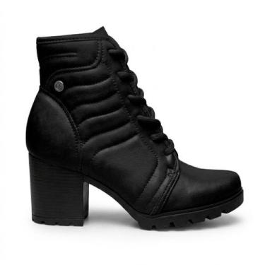 Imagem de Coturno Feminino Cano Médio Cadarços Dakota Salto Bloco D2441, Preto, 