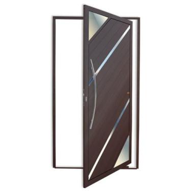 Imagem de Porta de Alumínio Pivotante Lambril 210x120cm com Puxador Corten Super