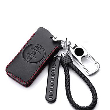 Imagem de WSWJDW Leather Men Women's Car Key Case Cover Keychain Ring Key Bag, Fit For Chery Tiggo 8 Arrizo 5 pro gx 5x eQ7 Chery tiggo 7 Pro 2020,red