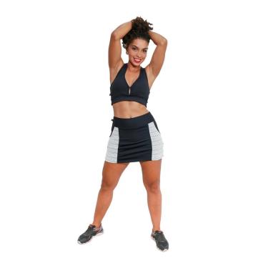 Imagem de Shorts Saia Fitness Life com Bolso - Preto e Branco - G-Feminino