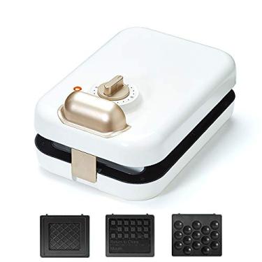 Imagem de Yajun Sanduicheira máquina de café da manhã, multifuncional, leve, máquina de alimentos, torradas, placa de molde de waffle, branca, branca