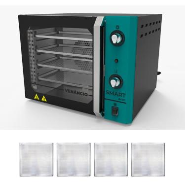 Imagem de KIT - Forno Turbo Convector Smart Basic. Preto e Turquesa FCSB4E 220v + 4 Assadeiras - Venâncio