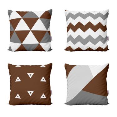 Imagem de Almofadas Marrom Decorativas E Geométricas Para Sofá 40X40