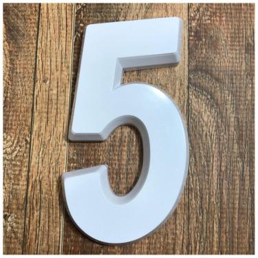 Imagem de Número Residencial 5 Branco 3d 14cm De Altura