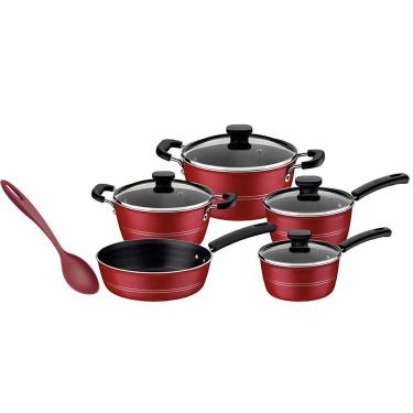 Imagem de Jogo de Panelas Tramontina Sicília Alumínio Antiaderente 5 Peças + Colher