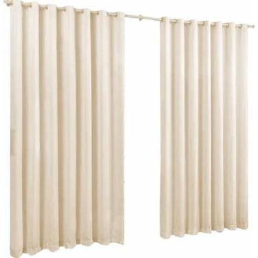 Imagem de Cortina De Microfibra 4,00X2,50 Palha Ilhós Cromado Quadrado