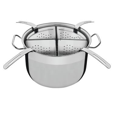 Imagem de Cozi-pasta Tramontina Professional 4 Recipientes Inox - 5 Peças