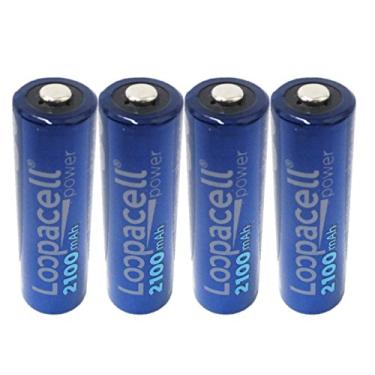 Imagem de 4 pilhas recarregáveis AA de Ni-MH 2100 mAh da Loopacell