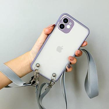Imagem de Colar Crossbody Lanyard Matte Transparente Silicone Soft Case Para iPhone 13 12 Mini 11 Pro Max XS XR X 8 7 Plus 6 S SE 3 Capa, b, Para iphone 11