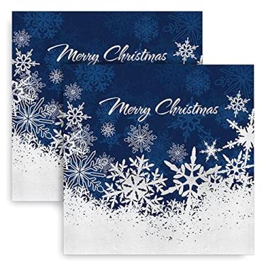 Imagem de Whaline - Guardanapos de Papel de Natal - 80 Unidades - Azul, Branco, Prata - 16,5 x 16,5 cm - Papel - 1 Camada
