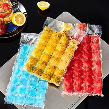 Imagem de Sacos descartáveis para cubos de gelo, bandejas empilháveis de fácil liberação para molde de cubo de gelo, freezer autovedante, pacote de gelo frio para coquetéis de comidas de vinho, 2400 cubos de gelo, 100 sacos