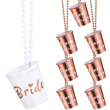 Imagem de 8 peças de colar de shot de vidro, despedida de solteira e noiva colar de vidro de shot com folha dourada para decoração de despedida de solteiro de casamento e chá de panela (ouro rosa)