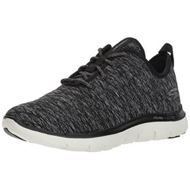 Imagem de Skechers Tênis feminino Flex Appeal 2.0 First Impression, Preto com branco, 6