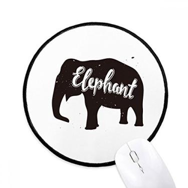 Imagem de Tapete de mouse de animal preto e branco elefante para escritório tapete redondo para computador