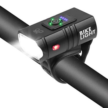 Imagem de HUSHUI 2 luzes de LED para bicicleta, luz de bicicleta recarregável por USB, 6 modos, luz frontal IPX5 à prova d'água para bicicletas de montanha e bicicleta de estrada