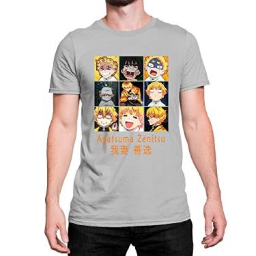 Imagem de Camiseta T-Shirt Anime Demon Slayer Zenitsu Expressões Cor:Cinza;Tamanho:M