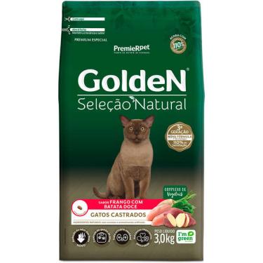 Imagem de Ração Seca GoldeN Seleção Natural Frango com Batata Doce para Gatos Castrados - 3 Kg