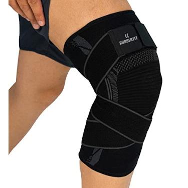 Imagem de Joelheira de Compressão Armor Strap Elástica Ortopédica Profissional Premium Rubber Fit (Preto, GG)