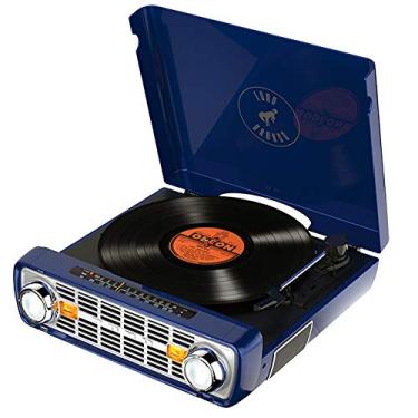 Imagem de Toca-discos vinil Bronco LP ION com rádio, USB, entrada auxiliar e conversão digital 110V - Azul