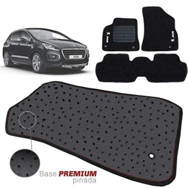 Imagem de Jogo de Tapete Carpete Tevic Pinado Peugeot 3008 2011 12 13 14 15 Impermeável Lavável Logo Bordado 5 Peças