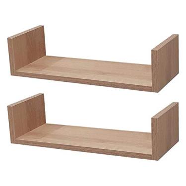 Imagem de Kit 2 Prateleiras U 40 x 10cm Carvalho Suporte Invisível