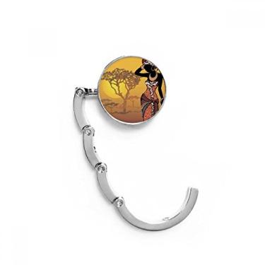 Imagem de African Savanna — Vestido feminino preto com gancho decorativo e fecho dobrável