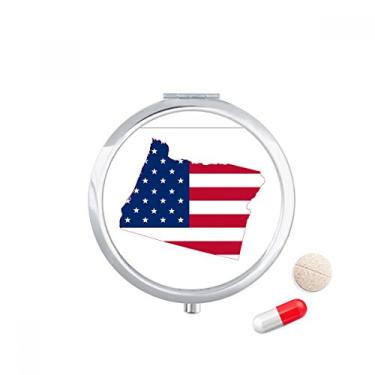 Imagem de Oregon USA Mapa Estrelas Listras Bandeira Pílula Bolso Caixa de Armazenamento de Remédio Dispensador de Recipiente