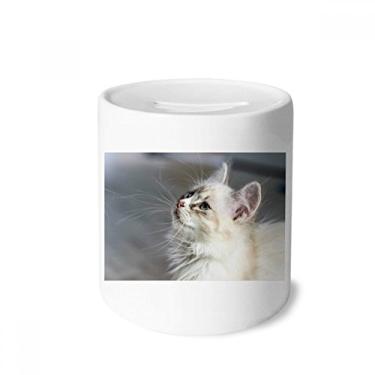 Imagem de DIYthinker Caixa de moedas de cerâmica com perfil de animal de estimação e gato em forma de caixa de cerâmica para presente de cofrinho