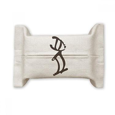 Imagem de Bones Inscriptions Coelhos do Zodíaco Chineses Suporte de cobertura de papel para lenços faciais Bolsa de linho de algodão