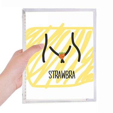 Imagem de Caderno de desenho de morango engraçado preto vermelho com folhas soltas diário recarregável artigos de papelaria