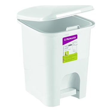 Imagem de Atlas - Lixeira Plástica Retangular com Pedal e Cesto Removível de 6 litros, Cor Branca