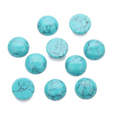 Imagem de 20 peças de contas de pedra de 14 mm turquesa azul natural meia redonda para brincos, colares, pulseiras, joias