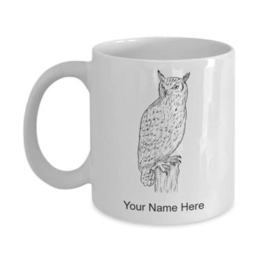 Imagem de Caneca personalizada de desenho de coruja águia, xícara de café com desenho de coruja, ideia de presente de desenho de coruja de águia - Caneca de café de 325 ml