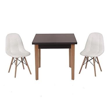 Imagem de Conjunto Mesa de Jantar Luiza 80cm Preta com 2 Cadeiras Botonê - Branco