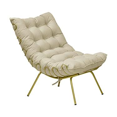 Imagem de Poltrona Decorativa Sala de Estar Abel Base de Ferro Dourada Veludo Bege - Gran Belo