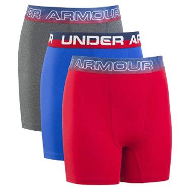 Imagem de Under Armour Pacote com 3 cuecas boxer para meninos grandes, Ultra azul/vermelho, X-Large