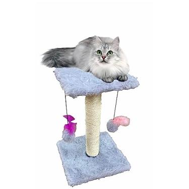 Imagem de Arranhador Gato Poste Com Brinquedo Duplo Top Gun (Cinza)