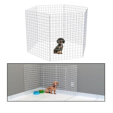 Imagem de Cercado Móvel para Cachorro Coelho 6 Telas 80cm Altura Cercadinho Pet para Adestrar Filhotes Branco