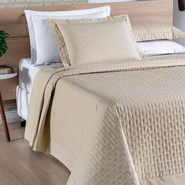 Imagem de Cobre Leito Harmonia Casal Padrão Tecido Percal 200 Fios Algodão Premium Luxo Toque Macio - Cáqui