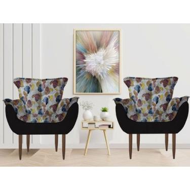 Imagem de Kit 2 Poltronas Cadeiras Decorativas Opala Suede Pés Palito Para Recep